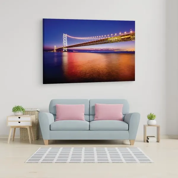 Multicolor_Akashi-Kaikyo_Bridge,_Wooden_Framed_Canvas_Paintings_|_For_Home_Decor_|_Bedroom,_Living_Room,Wall_Decoration_|_Hd_Print_Canvas_|_Wall_Art_Painting,_Size_16_X_24_Inch