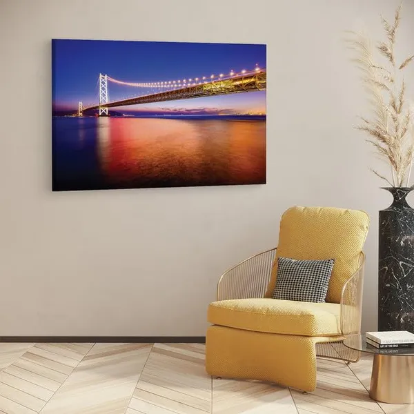 Multicolor_Akashi-Kaikyo_Bridge,_Wooden_Framed_Canvas_Paintings_|_For_Home_Decor_|_Bedroom,_Living_Room,Wall_Decoration_|_Hd_Print_Canvas_|_Wall_Art_Painting,_Size_16_X_24_Inch