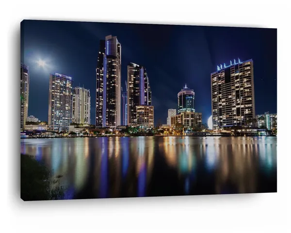 Multicolor_Gold_Coast_Night_Alamy,_Wooden_Framed_Canvas_Paintings_|_For_Home_Decor_|_Bedroom,_Living_Room,Wall_Decoration_|_Hd_Print_Canvas_|_Wall_Art_Painting,_Size_16_X_24_Inch