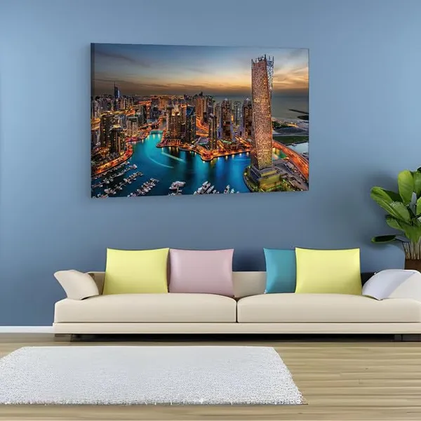 Multicolor_Glorious_City_Dubai,_Wooden_Framed_Canvas_Paintings_|_For_Home_Decor_|_Bedroom,_Living_Room,Wall_Decoration_|_Hd_Print_Canvas_|_Wall_Art_Painting,_Size_16_X_24_Inch