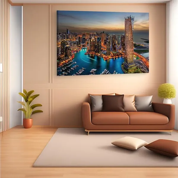 Multicolor_Glorious_City_Dubai,_Wooden_Framed_Canvas_Paintings_|_For_Home_Decor_|_Bedroom,_Living_Room,Wall_Decoration_|_Hd_Print_Canvas_|_Wall_Art_Painting,_Size_16_X_24_Inch