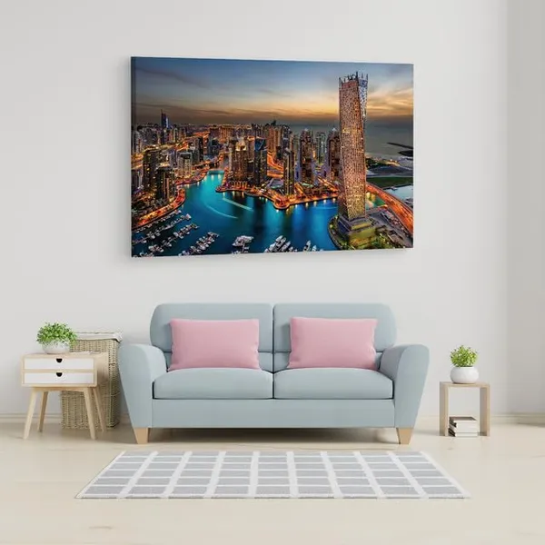 Multicolor_Glorious_City_Dubai,_Wooden_Framed_Canvas_Paintings_|_For_Home_Decor_|_Bedroom,_Living_Room,Wall_Decoration_|_Hd_Print_Canvas_|_Wall_Art_Painting,_Size_16_X_24_Inch