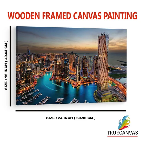Multicolor_Glorious_City_Dubai,_Wooden_Framed_Canvas_Paintings_|_For_Home_Decor_|_Bedroom,_Living_Room,Wall_Decoration_|_Hd_Print_Canvas_|_Wall_Art_Painting,_Size_16_X_24_Inch