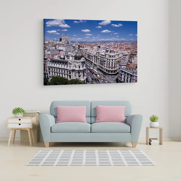 Multicolor_Calle_Gran_V?A,_Wooden_Framed_Canvas_Paintings_|_For_Home_Decor_|_Bedroom,_Living_Room,Wall_Decoration_|_Hd_Print_Canvas_|_Wall_Art_Painting,_Size_16_X_24_Inch