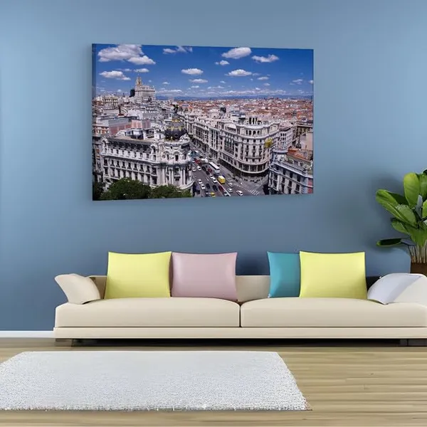 Multicolor_Calle_Gran_V?A,_Wooden_Framed_Canvas_Paintings_|_For_Home_Decor_|_Bedroom,_Living_Room,Wall_Decoration_|_Hd_Print_Canvas_|_Wall_Art_Painting,_Size_16_X_24_Inch