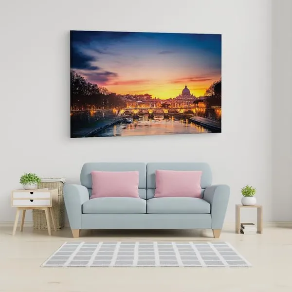 Multicolor_Rome_Sunset_Shutterstock,_Wooden_Framed_Canvas_Paintings_|_For_Home_Decor_|_Bedroom,_Living_Room,Wall_Decoration_|_Hd_Print_Canvas_|_Wall_Art_Painting,_Size_16_X_24_Inch