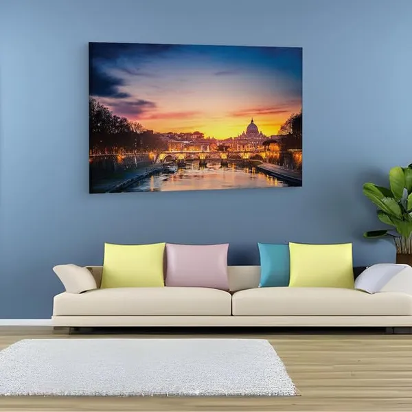 Multicolor_Rome_Sunset_Shutterstock,_Wooden_Framed_Canvas_Paintings_|_For_Home_Decor_|_Bedroom,_Living_Room,Wall_Decoration_|_Hd_Print_Canvas_|_Wall_Art_Painting,_Size_16_X_24_Inch
