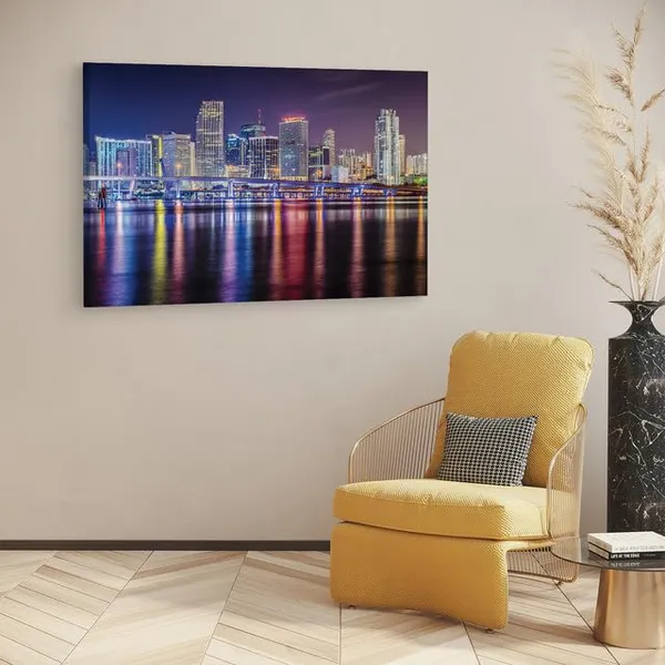Multicolor_Miami_Night_Skyline,_Wooden_Framed_Canvas_Paintings_|_For_Home_Decor_|_Bedroom,_Living_Room,Wall_Decoration_|_Hd_Print_Canvas_|_Wall_Art_Painting,_Size_16_X_24_Inch
