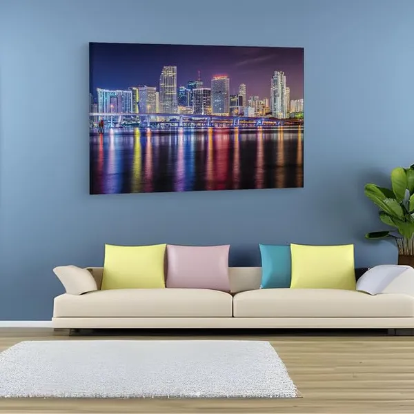 Multicolor_Miami_Night_Skyline,_Wooden_Framed_Canvas_Paintings_|_For_Home_Decor_|_Bedroom,_Living_Room,Wall_Decoration_|_Hd_Print_Canvas_|_Wall_Art_Painting,_Size_16_X_24_Inch