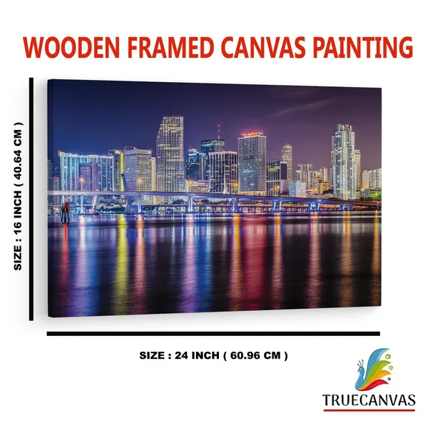 Multicolor_Miami_Night_Skyline,_Wooden_Framed_Canvas_Paintings_|_For_Home_Decor_|_Bedroom,_Living_Room,Wall_Decoration_|_Hd_Print_Canvas_|_Wall_Art_Painting,_Size_16_X_24_Inch