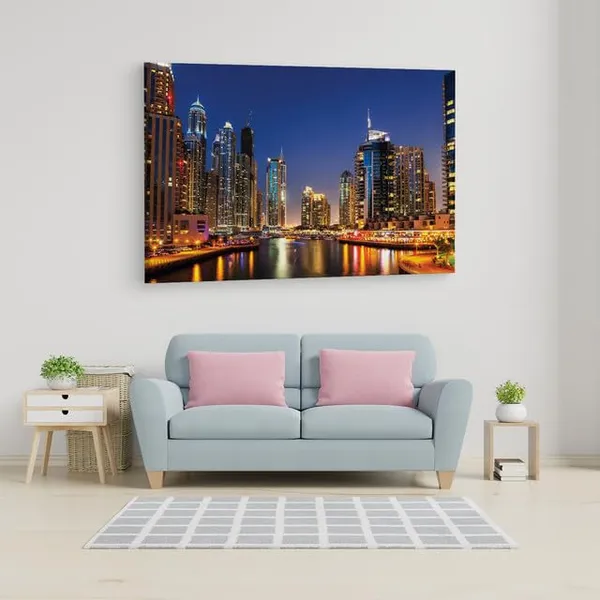 Multicolor_Dubai_River_Night,_Wooden_Framed_Canvas_Paintings_|_For_Home_Decor_|_Bedroom,_Living_Room,Wall_Decoration_|_Hd_Print_Canvas_|_Wall_Art_Painting,_Size_16_X_24_Inch
