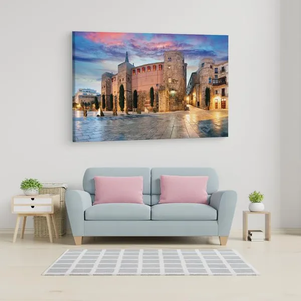 Multicolor_Roman_Gate_Barcelona_Spain,_Wooden_Framed_Canvas_Paintings_|_For_Home_Decor_|_Bedroom,_Living_Room,Wall_Decoration_|_Hd_Print_Canvas_|_Wall_Art_Painting,_Size_16_X_24_Inch