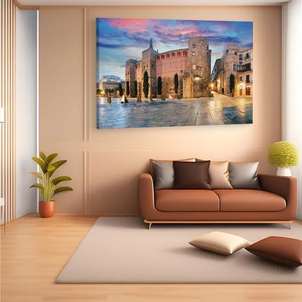 Multicolor_Roman_Gate_Barcelona_Spain,_Wooden_Framed_Canvas_Paintings_|_For_Home_Decor_|_Bedroom,_Living_Room,Wall_Decoration_|_Hd_Print_Canvas_|_Wall_Art_Painting,_Size_16_X_24_Inch