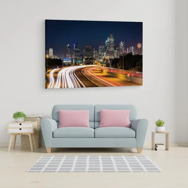 Multicolor_Dallas_Skyline_Highway_Night,_Wooden_Framed_Canvas_Paintings_|_For_Home_Decor_|_Bedroom,_Living_Room,Wall_Decoration_|_Hd_Print_Canvas_|_Wall_Art_Painting,_Size_16_X_24_Inch