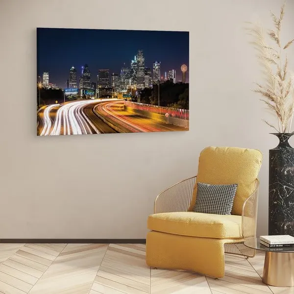 Multicolor_Dallas_Skyline_Highway_Night,_Wooden_Framed_Canvas_Paintings_|_For_Home_Decor_|_Bedroom,_Living_Room,Wall_Decoration_|_Hd_Print_Canvas_|_Wall_Art_Painting,_Size_16_X_24_Inch