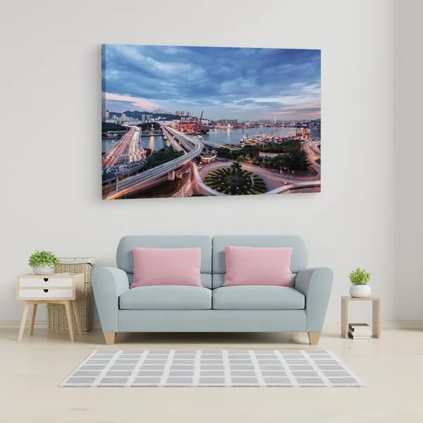Multicolor_Tsing_Yi_South_Bridge,_Wooden_Framed_Canvas_Paintings_|_For_Home_Decor_|_Bedroom,_Living_Room,Wall_Decoration_|_Hd_Print_Canvas_|_Wall_Art_Painting,_Size_16_X_24_Inch
