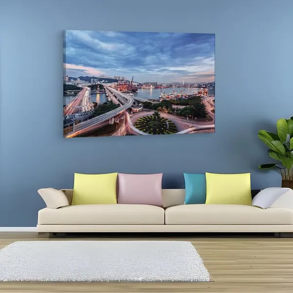 Multicolor_Tsing_Yi_South_Bridge,_Wooden_Framed_Canvas_Paintings_|_For_Home_Decor_|_Bedroom,_Living_Room,Wall_Decoration_|_Hd_Print_Canvas_|_Wall_Art_Painting,_Size_16_X_24_Inch