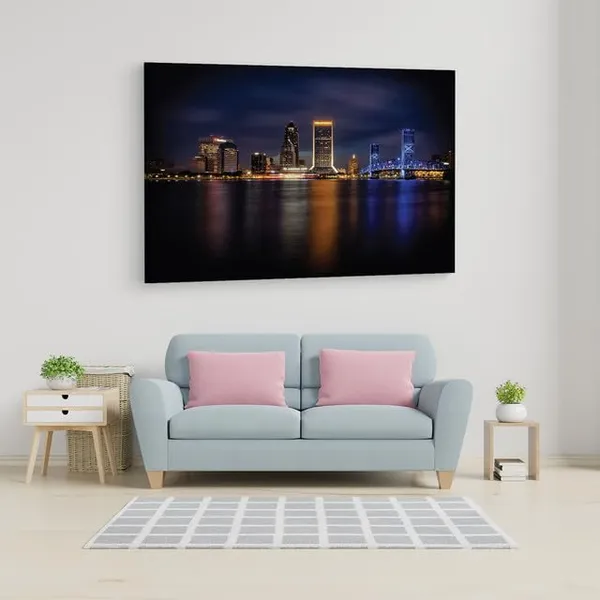 Multicolor_Jacksonville_Skyline,_Wooden_Framed_Canvas_Paintings_|_For_Home_Decor_|_Bedroom,_Living_Room,Wall_Decoration_|_Hd_Print_Canvas_|_Wall_Art_Painting,_Size_16_X_24_Inch