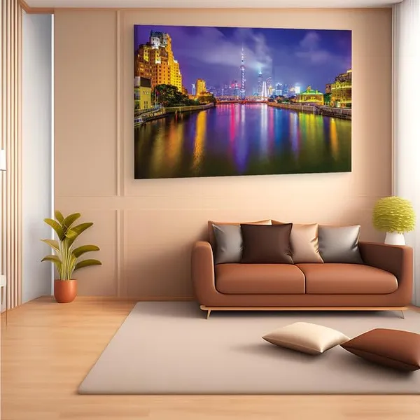 Multicolor_Shanghai_Night_Scene,_Wooden_Framed_Canvas_Paintings_|_For_Home_Decor_|_Bedroom,_Living_Room,Wall_Decoration_|_Hd_Print_Canvas_|_Wall_Art_Painting,_Size_16_X_24_Inch