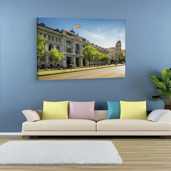 Multicolor_Bank_Of_Spain_Building,_Wooden_Framed_Canvas_Paintings_|_For_Home_Decor_|_Bedroom,_Living_Room,Wall_Decoration_|_Hd_Print_Canvas_|_Wall_Art_Painting,_Size_16_X_24_Inch
