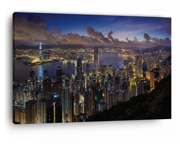 Multicolor_Hong_Kong,_Wooden_Framed_Canvas_Paintings_|_For_Home_Decor_|_Bedroom,_Living_Room,Wall_Decoration_|_Hd_Print_Canvas_|_Wall_Art_Painting,_Size_16_X_24_Inch