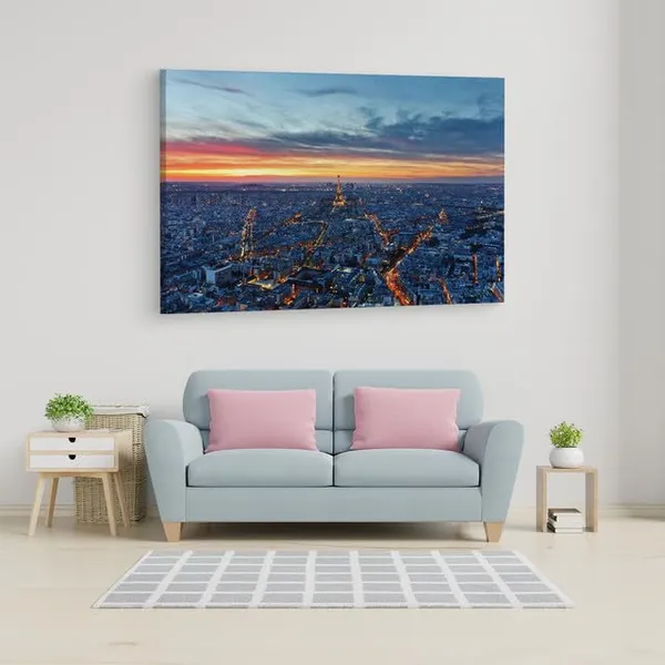 Multicolor_City_Paris_Sunset_Eiffel_Tower,_Wooden_Framed_Canvas_Paintings_|_For_Home_Decor_|_Bedroom,_Living_Room,Wall_Decoration_|_Wall_Art_Painting,_Ct0102,_Size_16_X_24_In