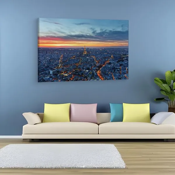 Multicolor_City_Paris_Sunset_Eiffel_Tower,_Wooden_Framed_Canvas_Paintings_|_For_Home_Decor_|_Bedroom,_Living_Room,Wall_Decoration_|_Wall_Art_Painting,_Ct0102,_Size_16_X_24_In