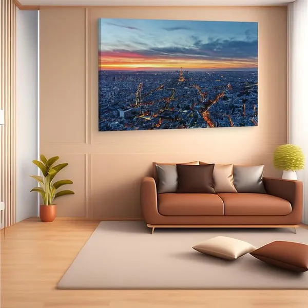 Multicolor_City_Paris_Sunset_Eiffel_Tower,_Wooden_Framed_Canvas_Paintings_|_For_Home_Decor_|_Bedroom,_Living_Room,Wall_Decoration_|_Wall_Art_Painting,_Ct0102,_Size_16_X_24_In