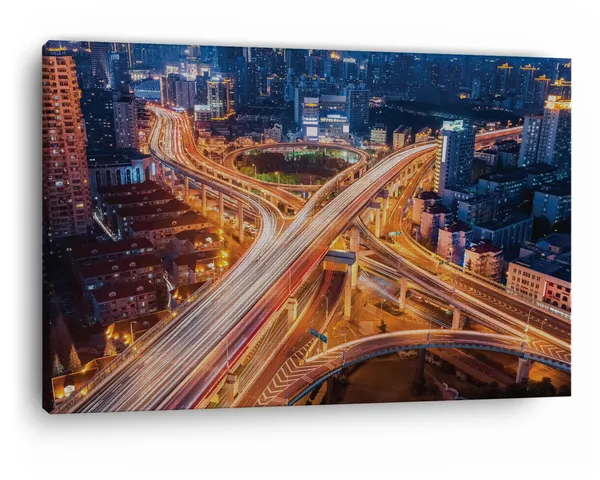Multicolor_Beautiful_City_Interchange_Shanghai,_Wooden_Framed_Canvas_Paintings_|_For_Home_Decor_|_Bedroom,_Living_Room,Wall_Decoration_|_Wall_Art_Painting,_Ct0104,_Size_16_X_24_In