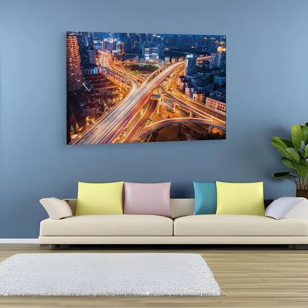 Multicolor_Beautiful_City_Interchange_Shanghai,_Wooden_Framed_Canvas_Paintings_|_For_Home_Decor_|_Bedroom,_Living_Room,Wall_Decoration_|_Wall_Art_Painting,_Ct0104,_Size_16_X_24_In