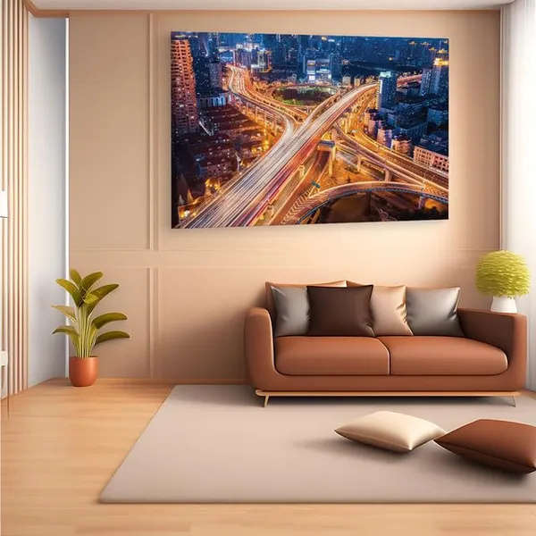 Multicolor_Beautiful_City_Interchange_Shanghai,_Wooden_Framed_Canvas_Paintings_|_For_Home_Decor_|_Bedroom,_Living_Room,Wall_Decoration_|_Wall_Art_Painting,_Ct0104,_Size_16_X_24_In