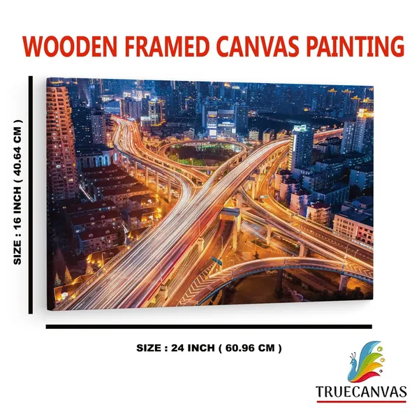 Multicolor_Beautiful_City_Interchange_Shanghai,_Wooden_Framed_Canvas_Paintings_|_For_Home_Decor_|_Bedroom,_Living_Room,Wall_Decoration_|_Wall_Art_Painting,_Ct0104,_Size_16_X_24_In