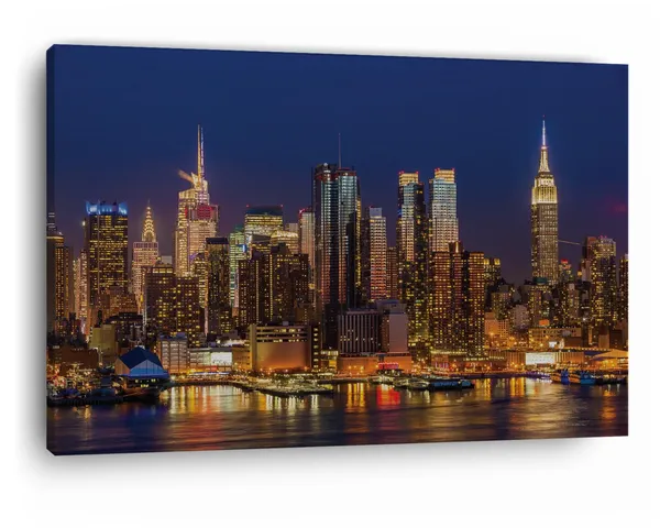 Multicolor_Manhattan_Skyline_Night,_Wooden_Framed_Canvas_Paintings_|_For_Home_Decor_|_Bedroom,_Living_Room,Wall_Decoration_|_Wall_Art_Painting,_Ct0105,_Size_16_X_24_In