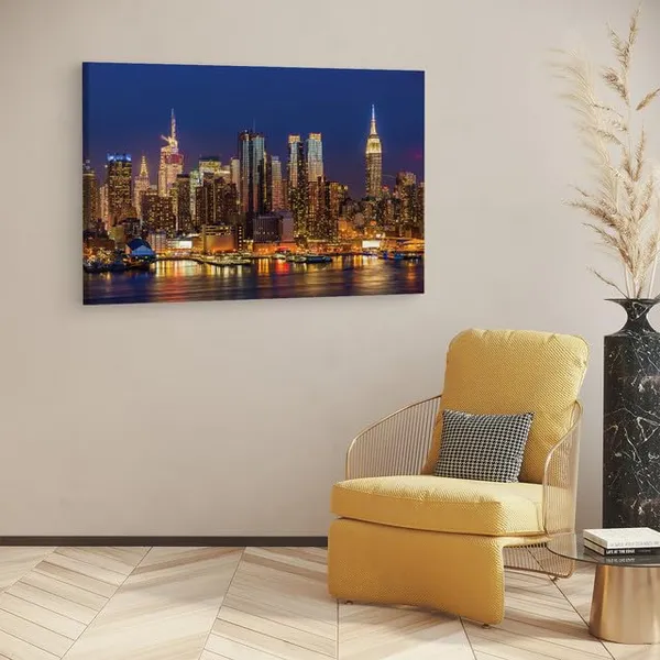 Multicolor_Manhattan_Skyline_Night,_Wooden_Framed_Canvas_Paintings_|_For_Home_Decor_|_Bedroom,_Living_Room,Wall_Decoration_|_Wall_Art_Painting,_Ct0105,_Size_16_X_24_In