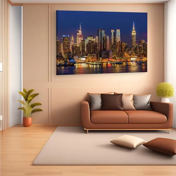 Multicolor_Manhattan_Skyline_Night,_Wooden_Framed_Canvas_Paintings_|_For_Home_Decor_|_Bedroom,_Living_Room,Wall_Decoration_|_Wall_Art_Painting,_Ct0105,_Size_16_X_24_In