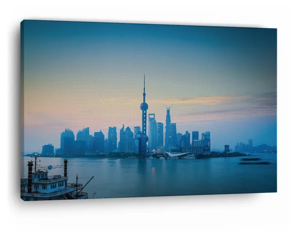 Multicolor_The_Bund,_Wooden_Framed_Canvas_Paintings_|_For_Home_Decor_|_Bedroom,_Living_Room,Wall_Decoration_|_Wall_Art_Painting,_Ct0108,_Size_16_X_24_In