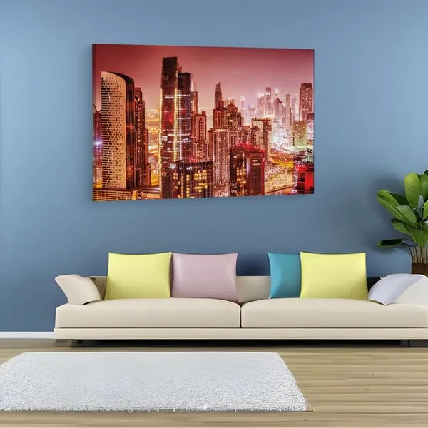 Multicolor_Three_Four_Night_City_View_High_Building,_Wooden_Framed_Canvas_Paintings_|_For_Home_Decor_|_Bedroom,_Living_Room,Wall_Decoration_|_Wall_Art_Painting,_Ct0111,_Size_16_X_24_In