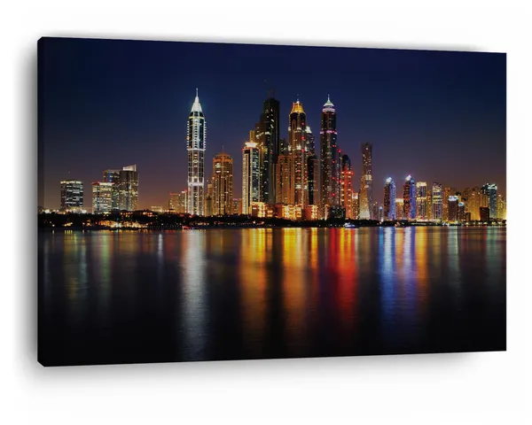 Multicolor_Dubai_Marina_Skyline_At_Night,_Wooden_Framed_Canvas_Paintings_|_For_Home_Decor_|_Bedroom,_Living_Room,Wall_Decoration_|_Wall_Art_Painting,_Ct0123,_Size_16_X_24_In