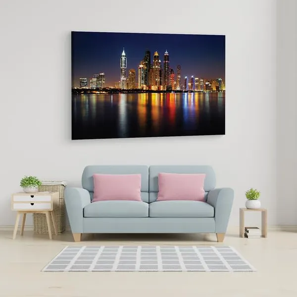 Multicolor_Dubai_Marina_Skyline_At_Night,_Wooden_Framed_Canvas_Paintings_|_For_Home_Decor_|_Bedroom,_Living_Room,Wall_Decoration_|_Wall_Art_Painting,_Ct0123,_Size_16_X_24_In