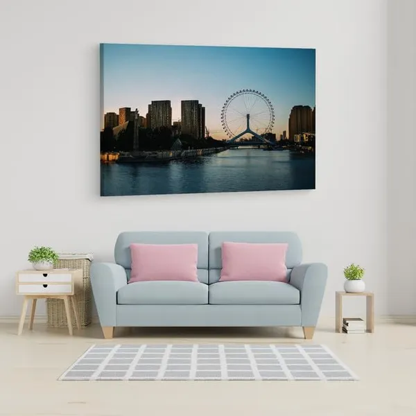 Multicolor_Tianjin_Eye_Ferris_Wheel,_Wooden_Framed_Canvas_Paintings_|_For_Home_Decor_|_Bedroom,_Living_Room,Wall_Decoration_|_Wall_Art_Painting,_Ct0130,_Size_16_X_24_In