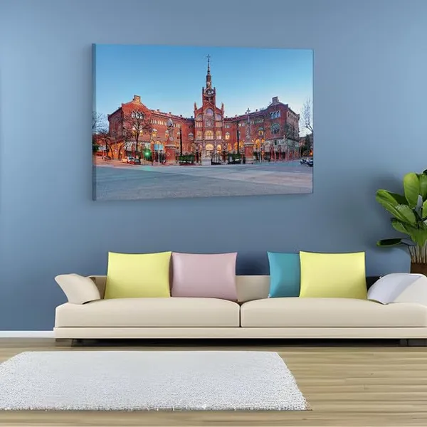Multicolor_Recinte_Modernista_De_Sant_Pau,_Wooden_Framed_Canvas_Paintings_|_For_Home_Decor_|_Bedroom,_Living_Room,Wall_Decoration_|_Wall_Art_Painting,_Ct0131,_Size_16_X_24_In