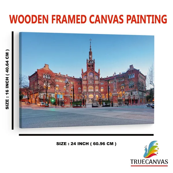 Multicolor_Recinte_Modernista_De_Sant_Pau,_Wooden_Framed_Canvas_Paintings_|_For_Home_Decor_|_Bedroom,_Living_Room,Wall_Decoration_|_Wall_Art_Painting,_Ct0131,_Size_16_X_24_In