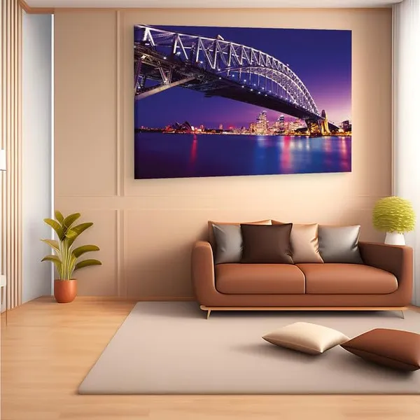 Multicolor_Sydney_Harbour_Bridge,_Wooden_Framed_Canvas_Paintings_|_For_Home_Decor_|_Bedroom,_Living_Room,Wall_Decoration_|_Wall_Art_Painting,_Ct0133,_Size_16_X_24_In