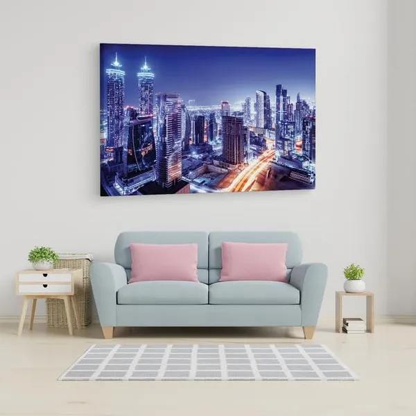 Multicolor_Dubai_Downtown_Night_Scene_Uae,_Wooden_Framed_Canvas_Paintings_|_For_Home_Decor_|_Bedroom,_Living_Room,Wall_Decoration_|_Wall_Art_Painting,_Ct0136,_Size_16_X_24_In
