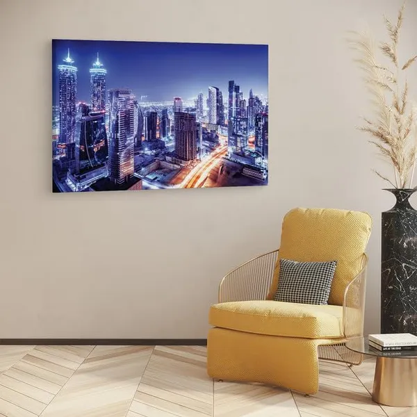 Multicolor_Dubai_Downtown_Night_Scene_Uae,_Wooden_Framed_Canvas_Paintings_|_For_Home_Decor_|_Bedroom,_Living_Room,Wall_Decoration_|_Wall_Art_Painting,_Ct0136,_Size_16_X_24_In