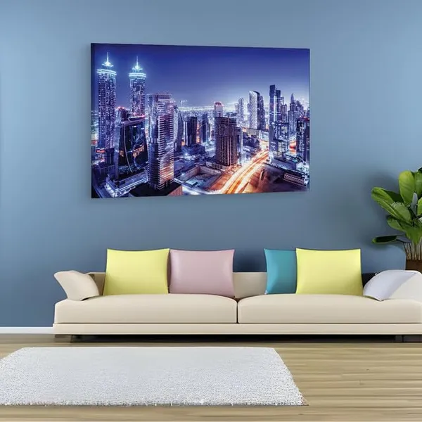 Multicolor_Dubai_Downtown_Night_Scene_Uae,_Wooden_Framed_Canvas_Paintings_|_For_Home_Decor_|_Bedroom,_Living_Room,Wall_Decoration_|_Wall_Art_Painting,_Ct0136,_Size_16_X_24_In