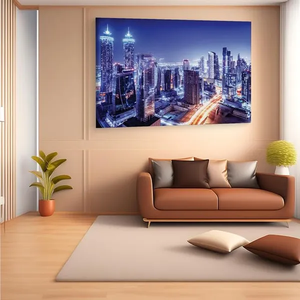 Multicolor_Dubai_Downtown_Night_Scene_Uae,_Wooden_Framed_Canvas_Paintings_|_For_Home_Decor_|_Bedroom,_Living_Room,Wall_Decoration_|_Wall_Art_Painting,_Ct0136,_Size_16_X_24_In