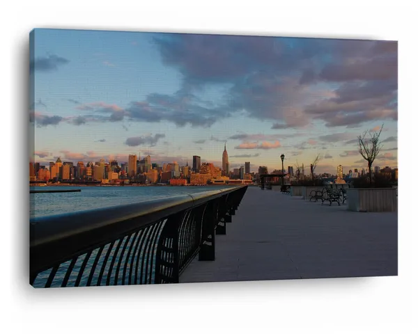 Multicolor_New_Jersey_Waterfront,_Wooden_Framed_Canvas_Paintings_|_For_Home_Decor_|_Bedroom,_Living_Room,Wall_Decoration_|_Wall_Art_Painting,_Ct0138,_Size_16_X_24_In