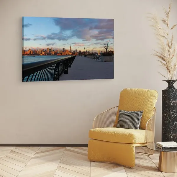 Multicolor_New_Jersey_Waterfront,_Wooden_Framed_Canvas_Paintings_|_For_Home_Decor_|_Bedroom,_Living_Room,Wall_Decoration_|_Wall_Art_Painting,_Ct0138,_Size_16_X_24_In