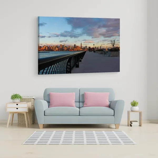 Multicolor_New_Jersey_Waterfront,_Wooden_Framed_Canvas_Paintings_|_For_Home_Decor_|_Bedroom,_Living_Room,Wall_Decoration_|_Wall_Art_Painting,_Ct0138,_Size_16_X_24_In